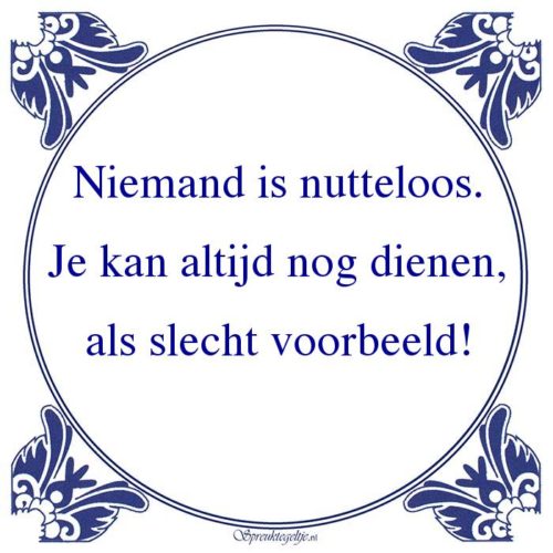 Algemeen-Niemand is nutteloos.Je kan altijd nog dienen