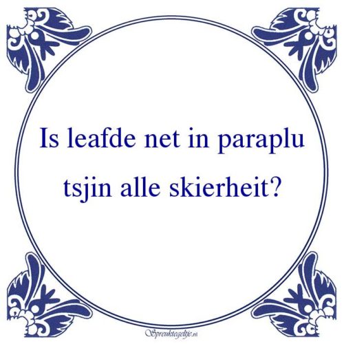 Friestalig-Is leafde net in paraplutsjin alle skierheit?