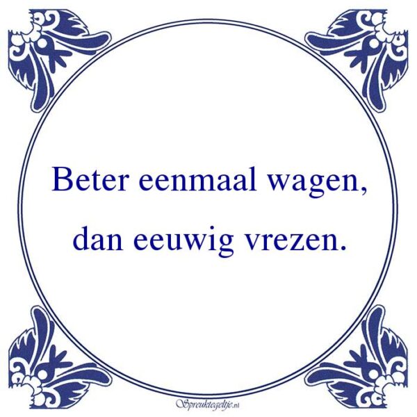 Beter eenmaal wagen, dan eeuwig vrezen.