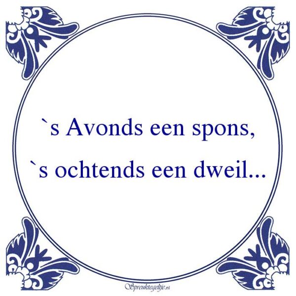 `s Avonds een spons, `s ochtends een dweil...