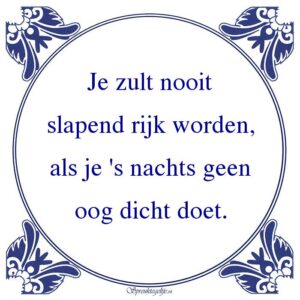 Je zult nooit slapend rijk worden, als je 's nachts geen oog dicht doet.