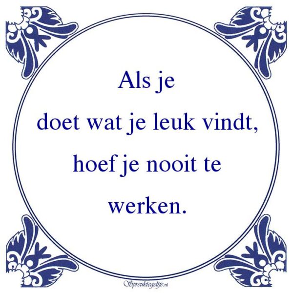 Als je doet wat je leuk vindt, hoef je nooit te werken.